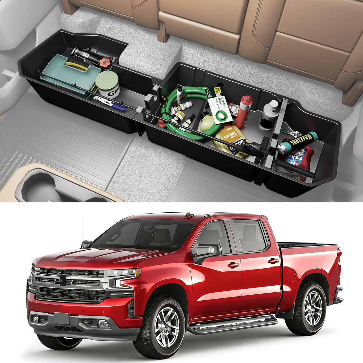 Tuyoung front packaging showing under-seat boxes and factory-fit benefit