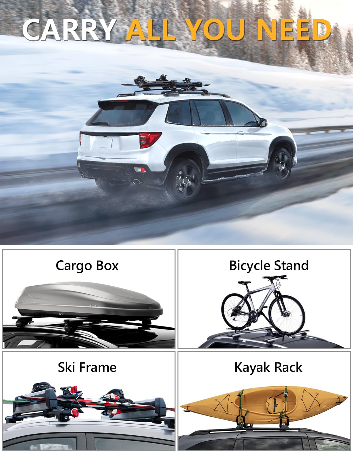 Tuyoung roof rack with scale comparison indicating 300 lb rating