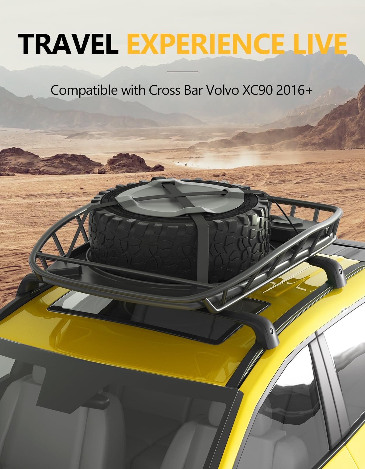 Tuyoung roof rack with suitcase showing 300 lb capacity benefit