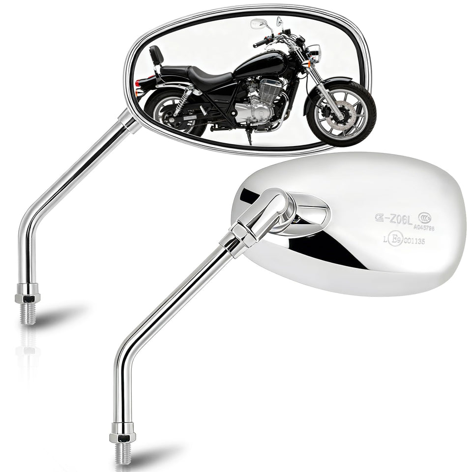 Tvitano chrome oval front mirror showing clear reflective surface benefit