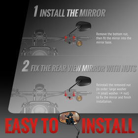 Tvitano mirror on motorcycle riding scene showing enhanced visibility and road awareness