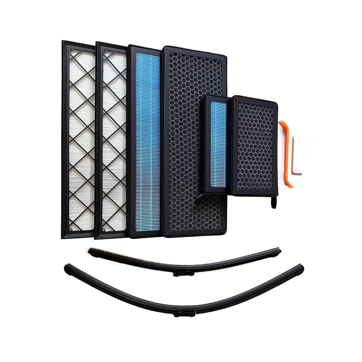 Tvuidgeg cabin filter and wiper on a Model Y windshield for clearer visibility
