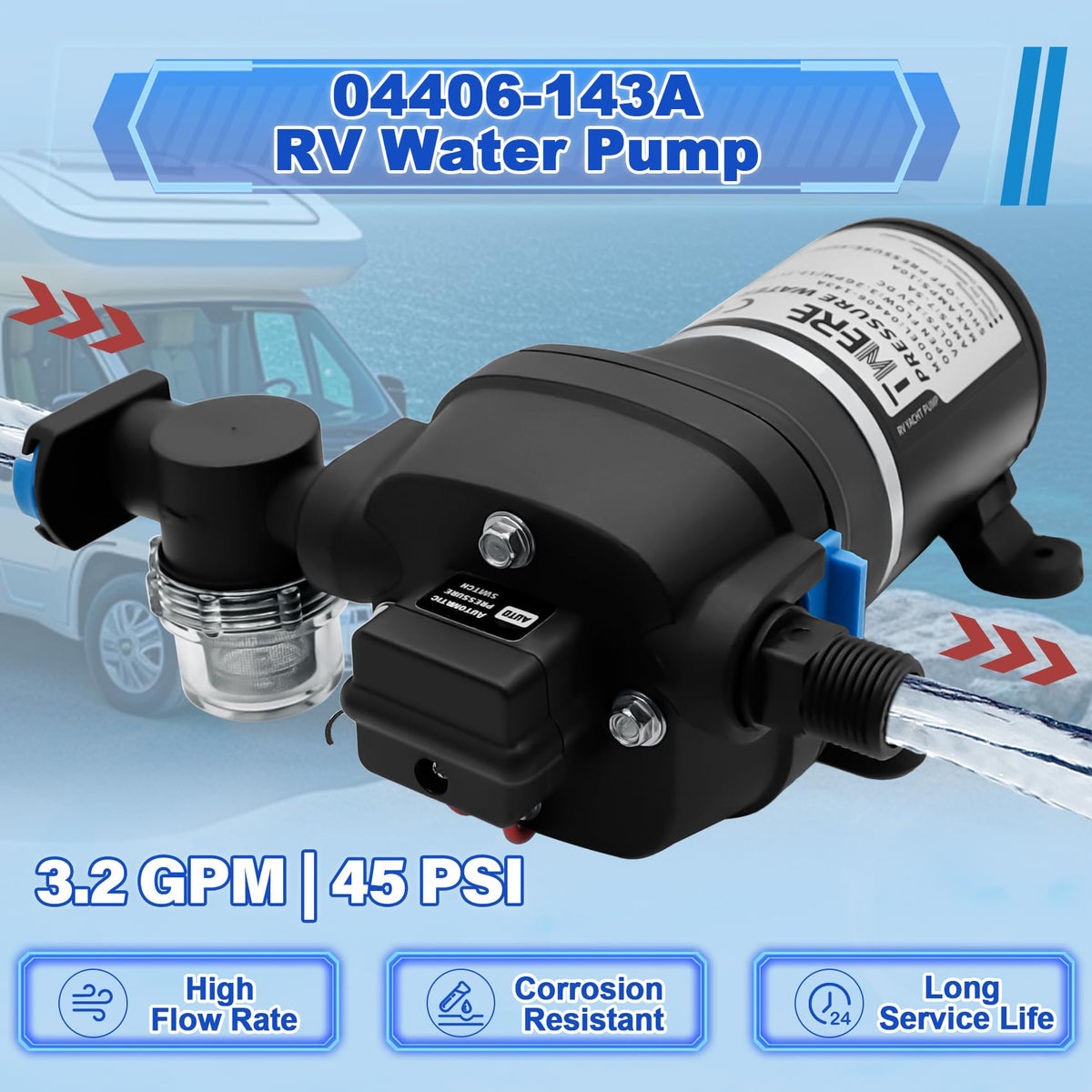 TWERE pump top label and connection ports for easy wiring and installation