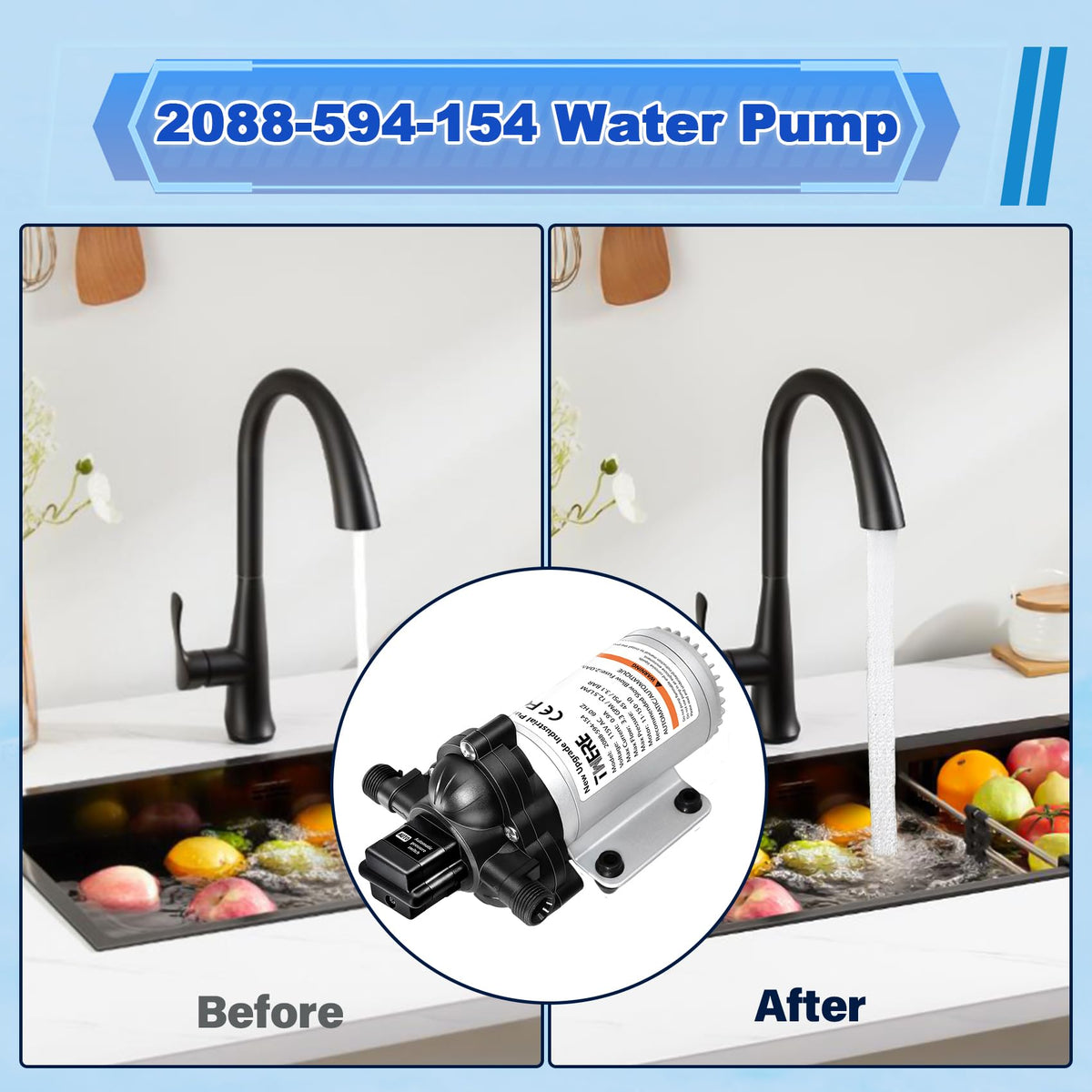 TWERE pump delivering water into a tank illustrating steady flow and auto-stop