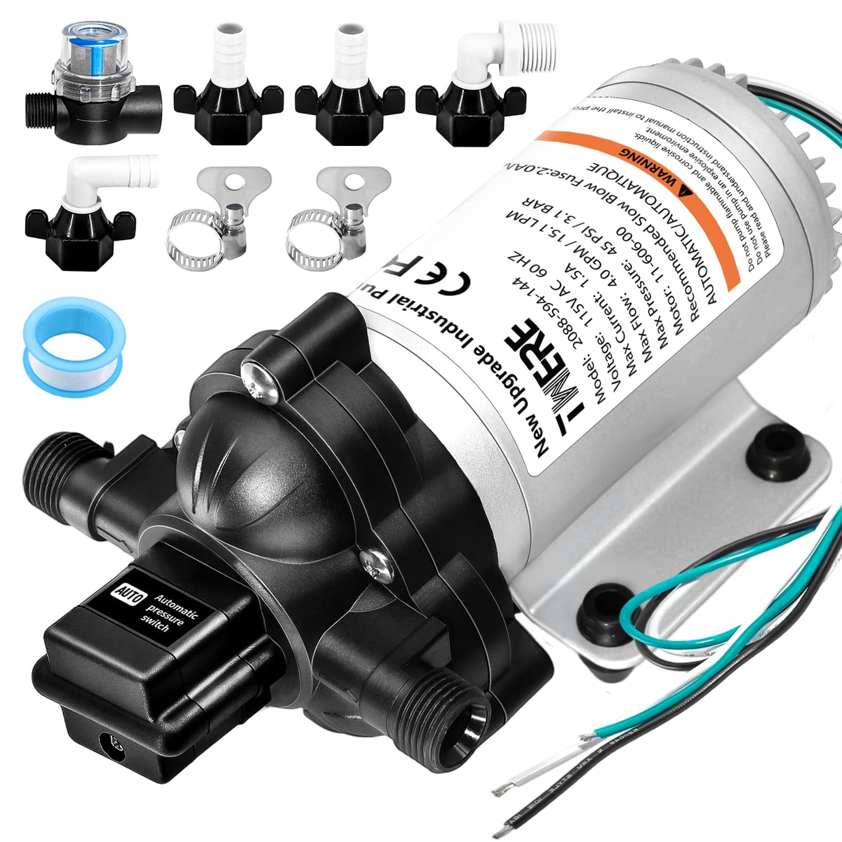 TWERE front view of diaphragm pump showing compact design and robust build