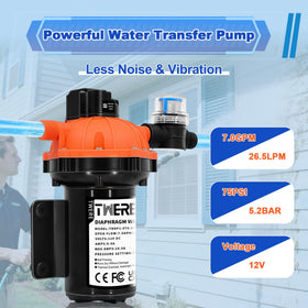 TWERE pump with hoses attached showing secure 1/2" MNPT connections