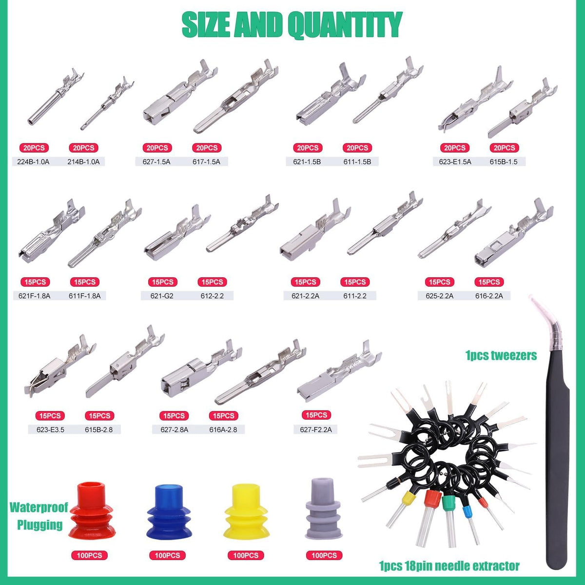 Twidec sorted pin sizes close-up showing variety and easy selection