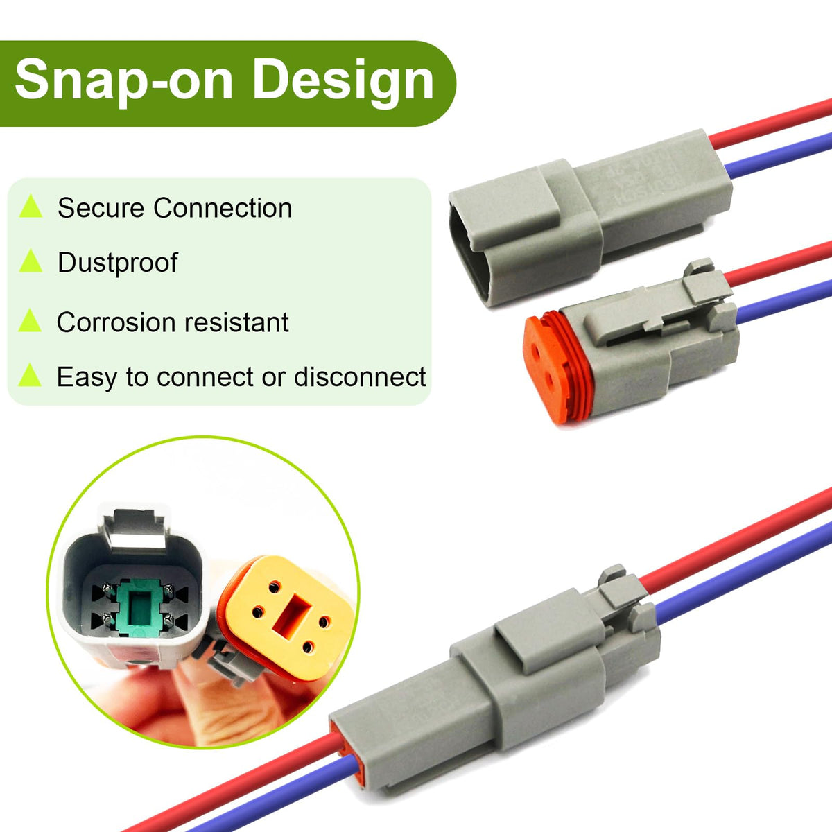 Twippo connector installed on a vehicle harness illustrating reliable secure connection