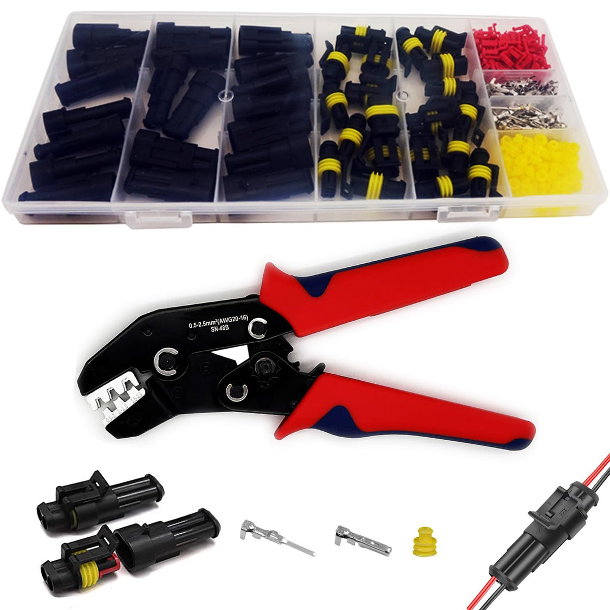 Twippo front packaging showing 20-kit and crimper for easy identification and setup