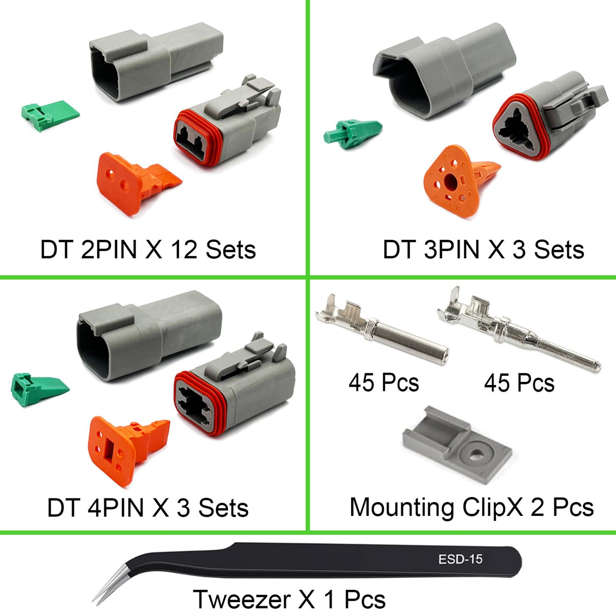 Twippo close-up of 2/3/4-pin housings highlighting durable PA66 nylon and seals