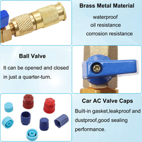 TWTADE yellow dual-head remover in hand demonstrating access to tight Schrader valve stems