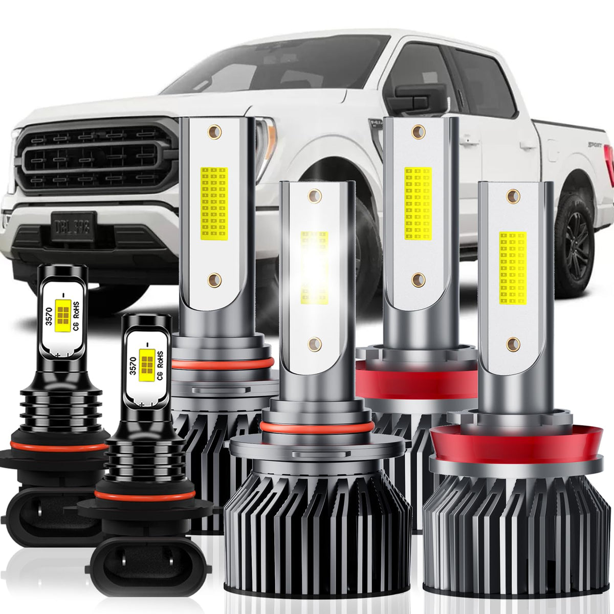 TXBILMOO kit front packaging view showing complete six-bulb set and compatibility