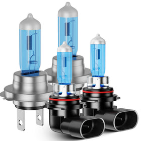TXBILMOO front packaging showing 9005 and H7 bulbs and 4-pack benefit