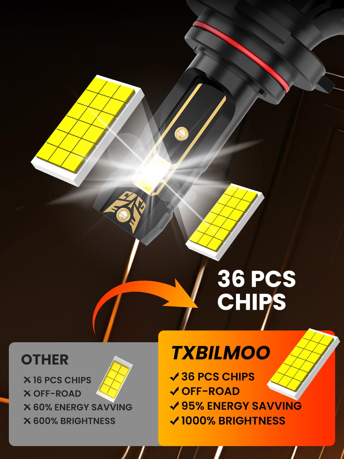 TXBILMOO installed in Silverado high beam showing clearer nighttime visibility