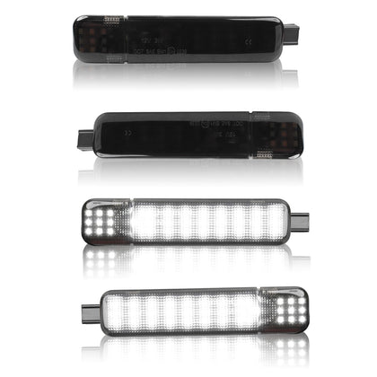 TXRXIZ front view of four LED door lights showing clean fitment and bright upgrade