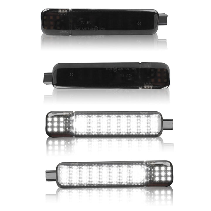 TXRXIZ front view of four LED door lights showing clean fitment and bright upgrade