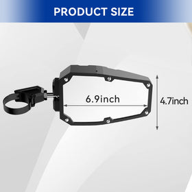 TXZSXS mirror beside ruler showing size and roll-bar fit benefit