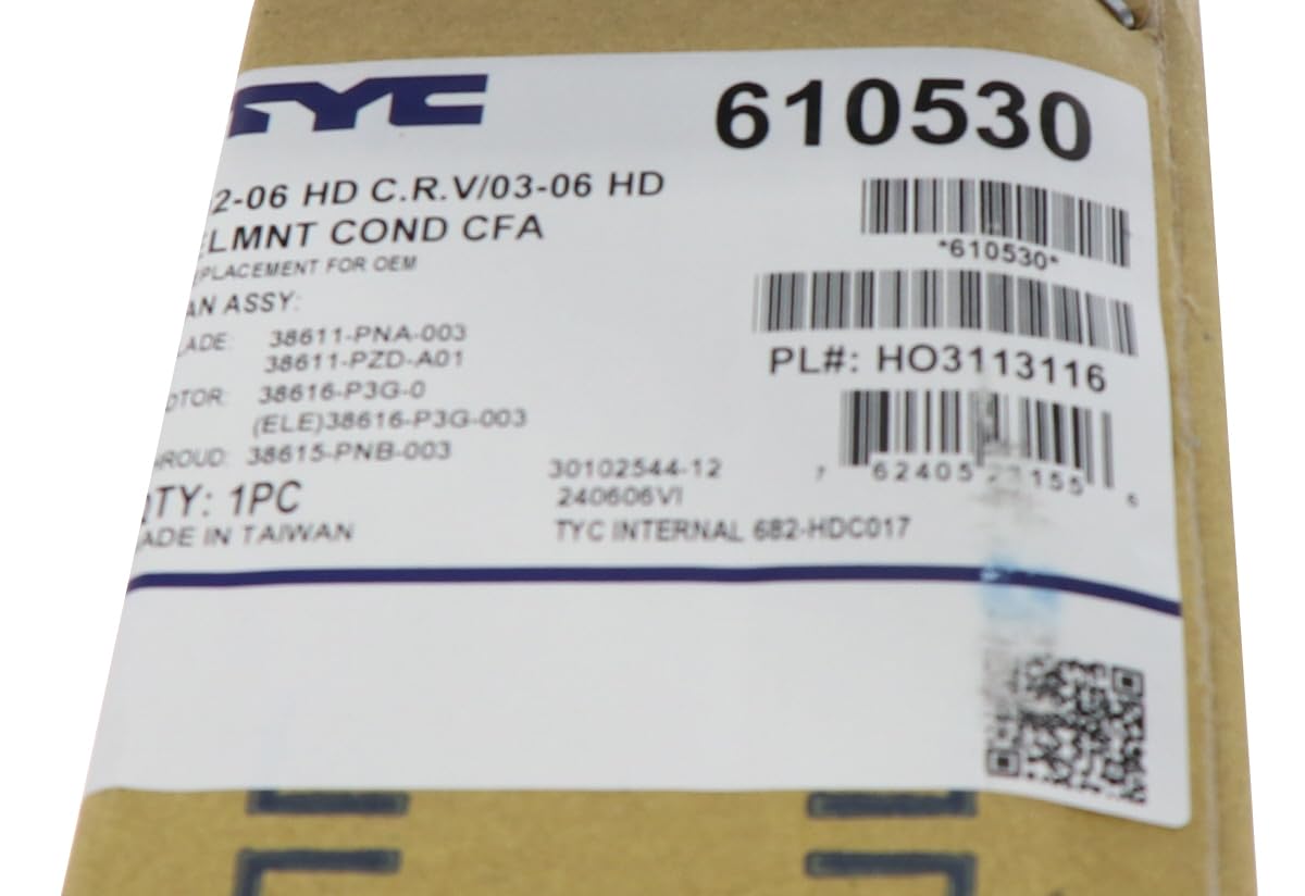 TYC label and connector detail showing part ID and plug compatibility