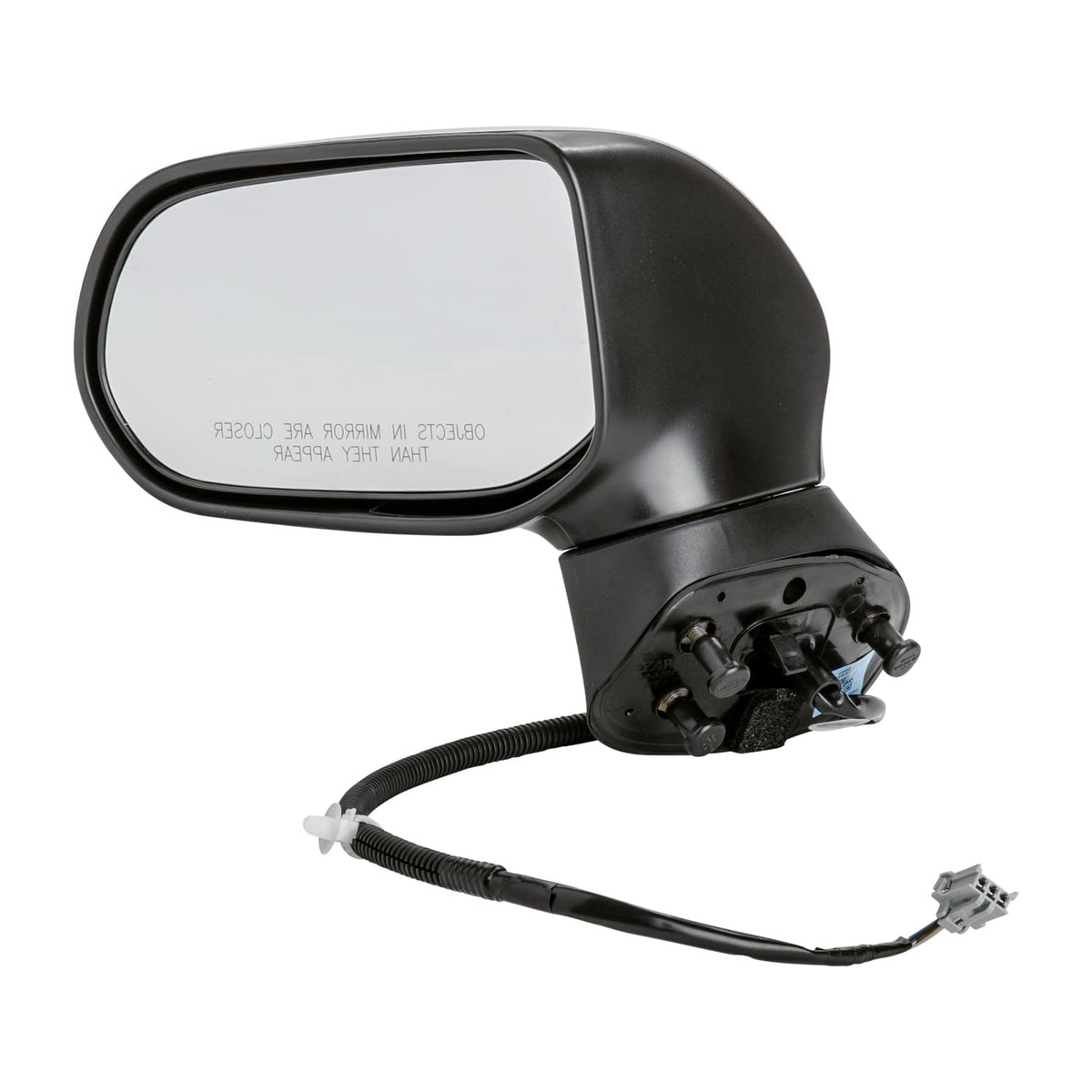 TYC mirror close-up of glass and housing highlighting durable finish and reduced vibration