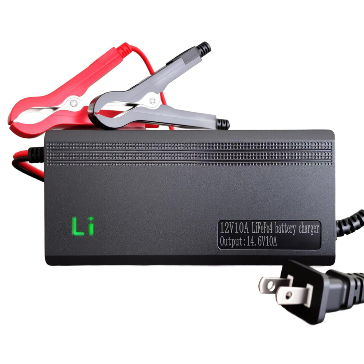 tyeloftute front view of charger showing ports and compact housing for easy storage