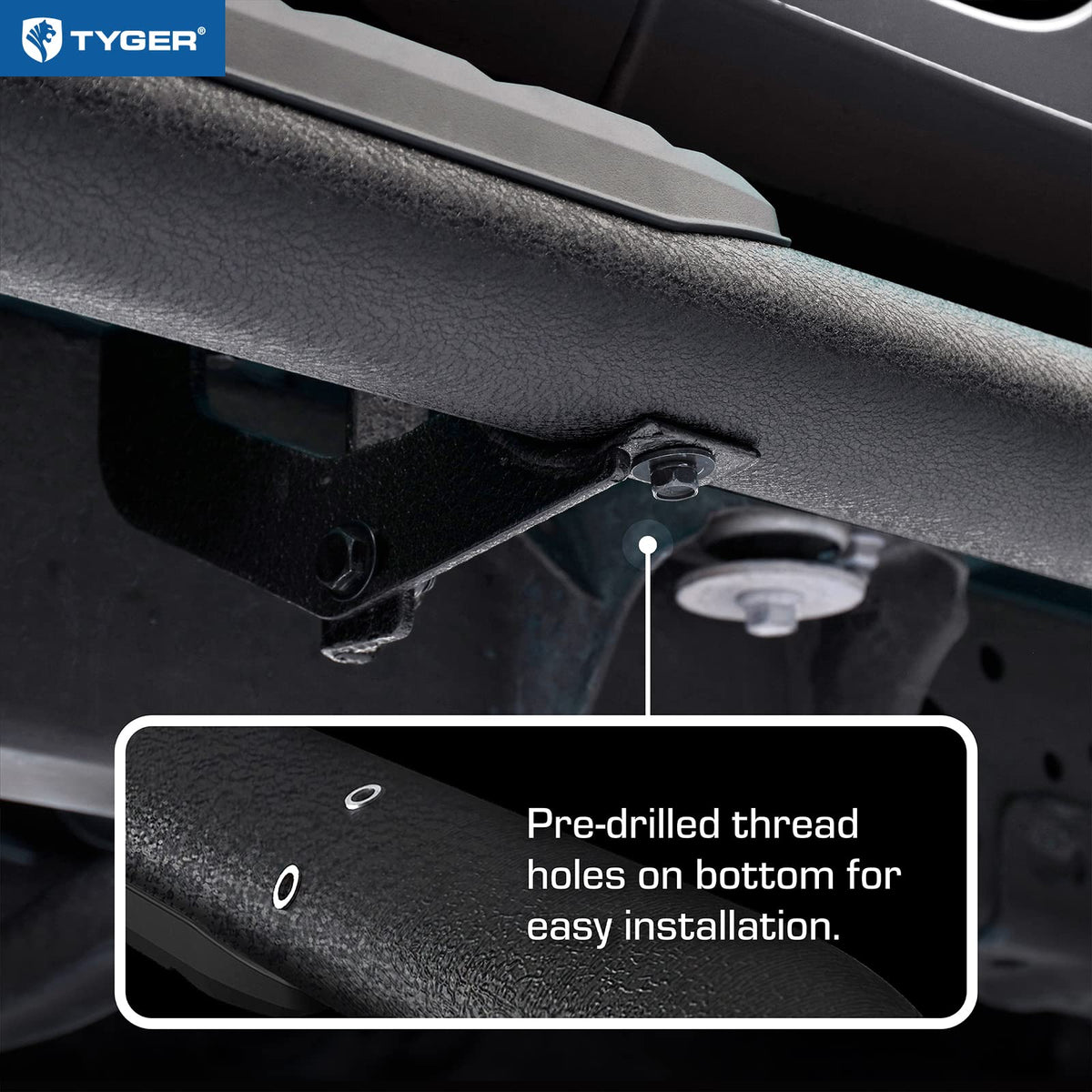 Tyger Auto textured powder coat finish close-up for corrosion resistance