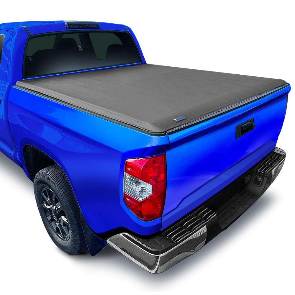 Tyger Auto front overview showing full tonneau cover on Tundra bed for protection