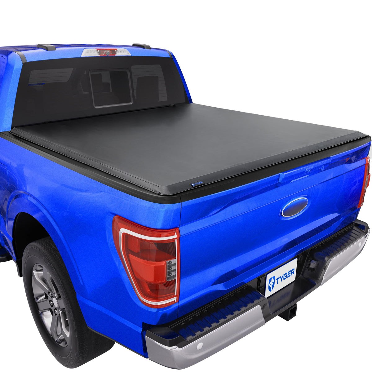 Tyger Auto front view showing cover on truck bed for clean look and protection