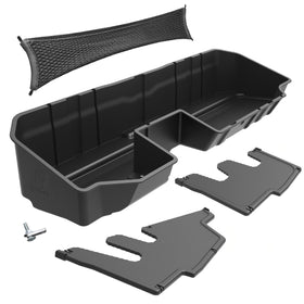 Tyger Auto front view of under-seat storage box showing neat fit and concealed profile