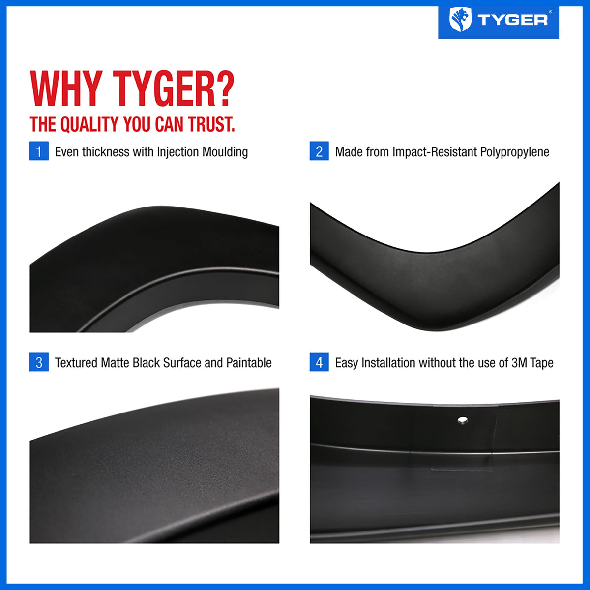 Tyger Auto on truck side profile demonstrating added wheel coverage and seamless factory look