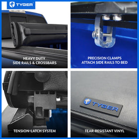 Tyger Auto cover rolled up demonstrating full bed access and quick operation