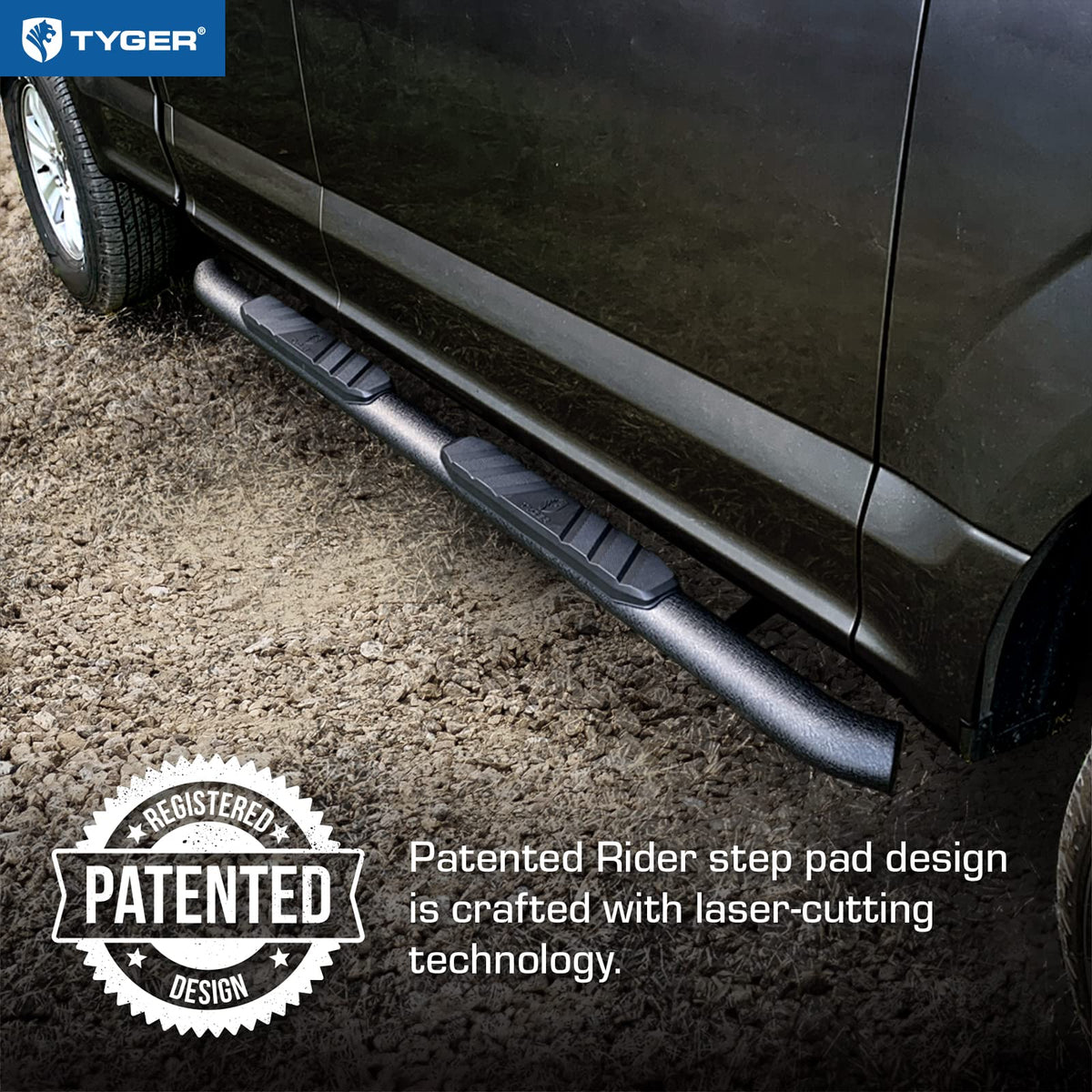 Tyger Auto side profile of oval tube offering wider stepping surface