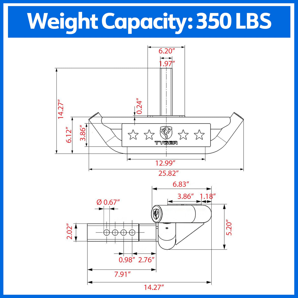 Tyger Auto detail of step platform showing sturdy dual-girder support for safe stepping