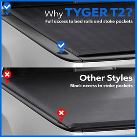 tyger auto rolled up cover demonstrating full bed access and quick convenience