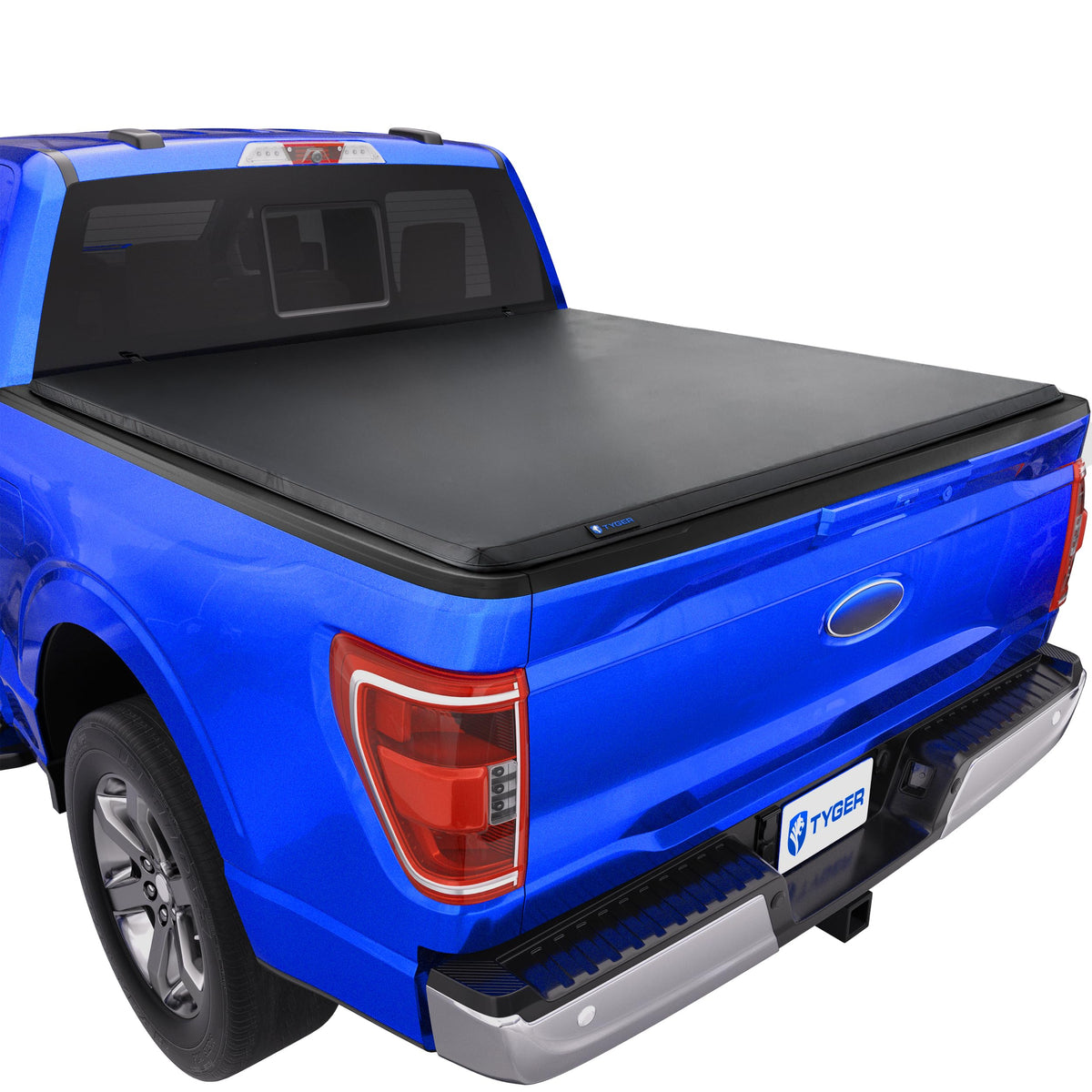 Tyger Auto front view of tonneau cover on truck showing sleek low profile and protection