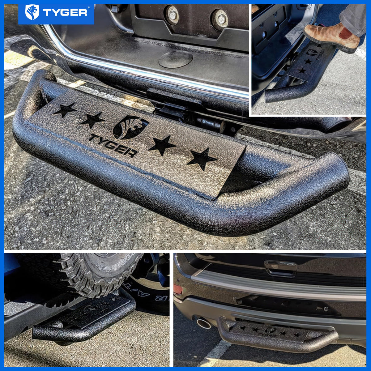 Tyger Auto close-up of textured black powder coat finish resisting corrosion
