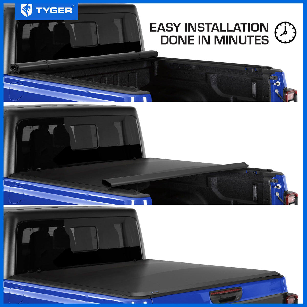Tyger Auto side rail and stainless clamp detail showing secure no-drill installation benefit