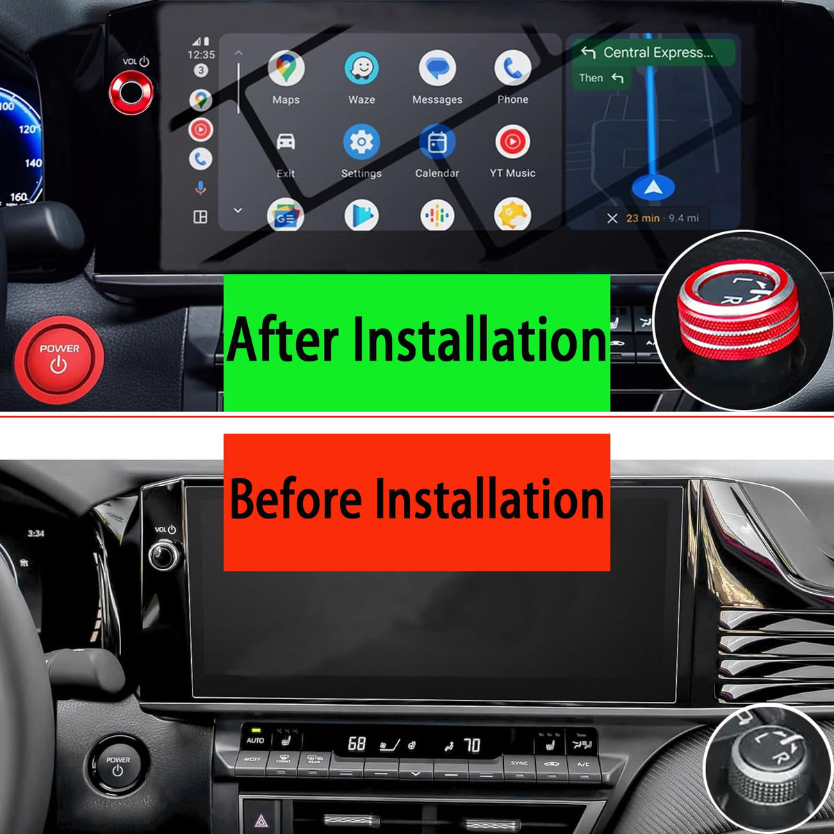 Tyifxom dashboard view with red trims adding coordinated interior style