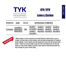 TYK Industries inner tube installed on an ATV wheel demonstrating fit and reliability