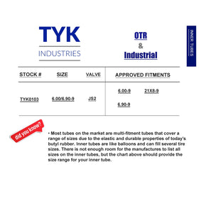 TYK Industries inner tube installed on a forklift wheel showing reliable fit and performance