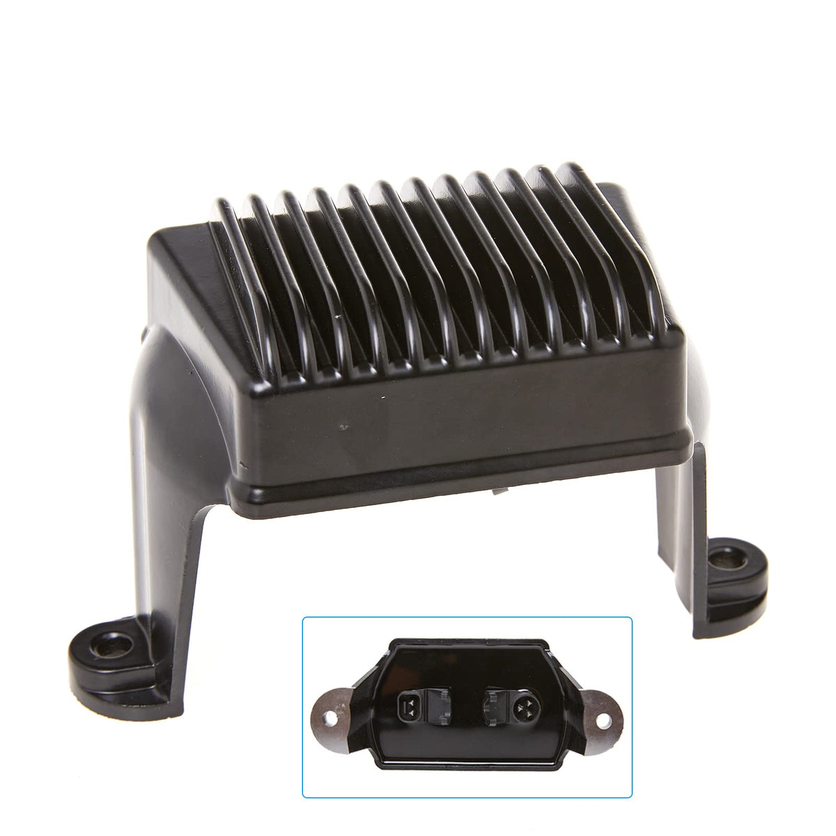 Tykick regulator rectifier front view showing mounting points and durable finish benefit reliability