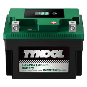 TYKOOL front profile showing compact battery and quick-fit benefit