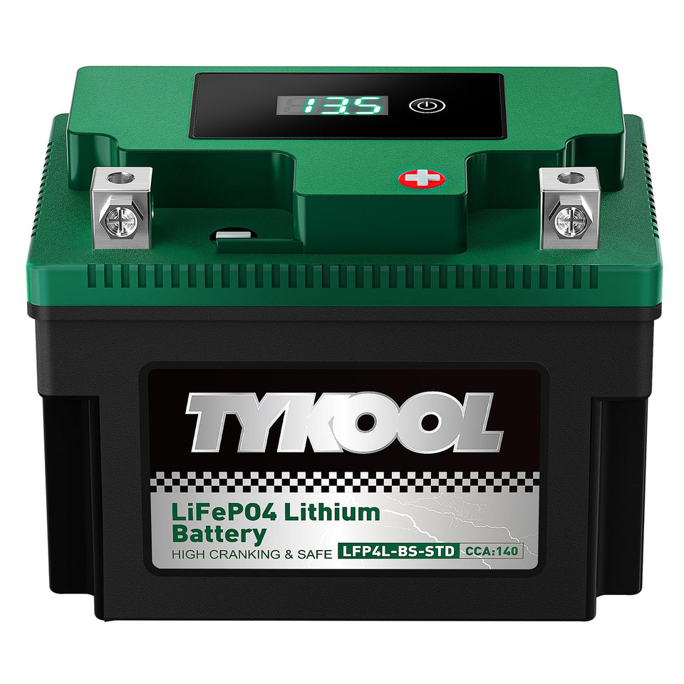 TYKOOL front profile showing compact battery and quick-fit benefit