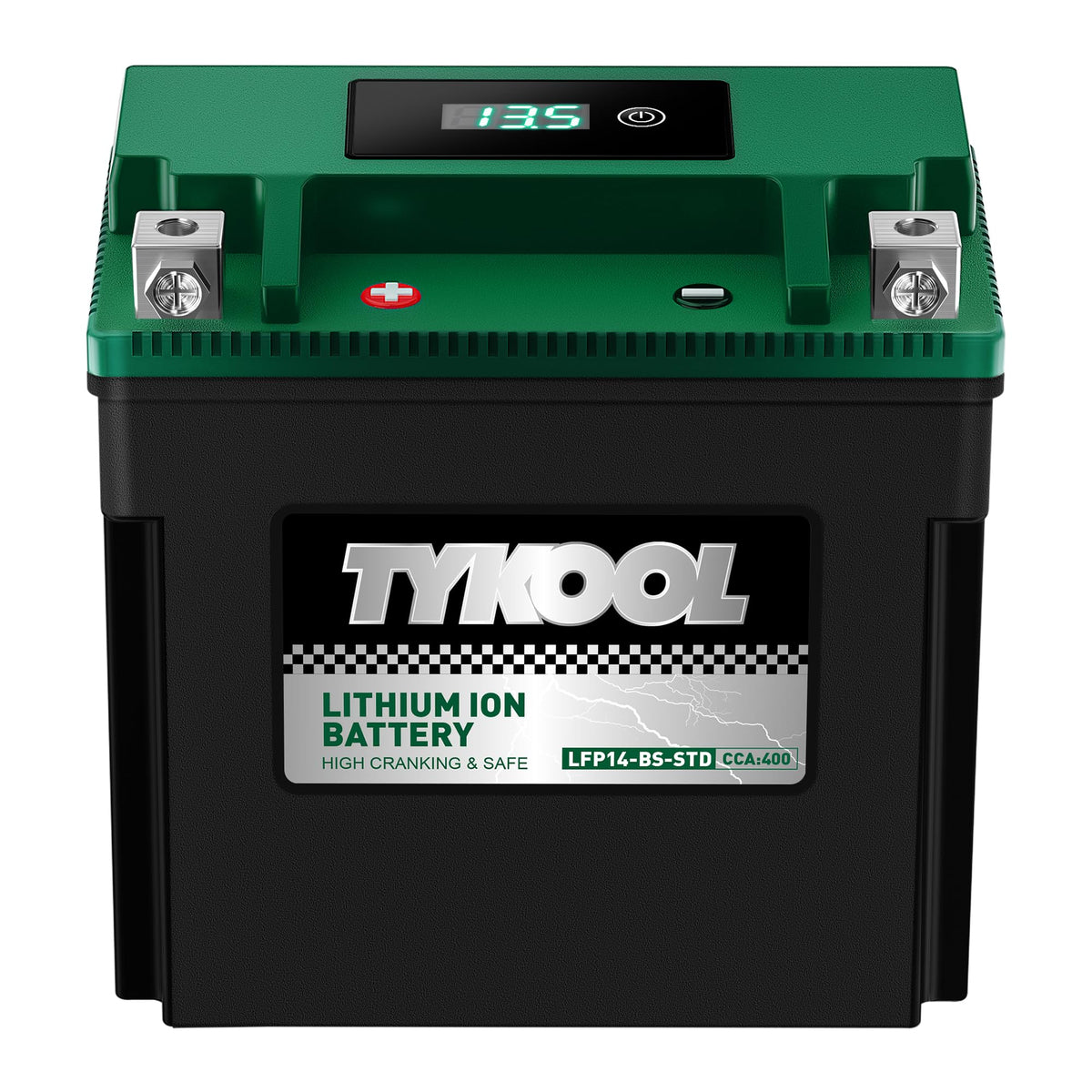 TYKOOL front view showing compact battery and weight advantage