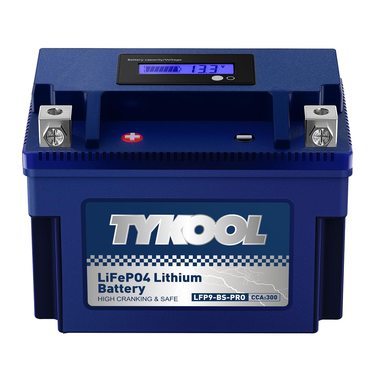 TYKOOL YTX9-BS-PRO front view showing compact case and branding, highlights lightweight benefit