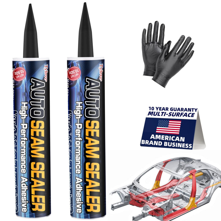 Tylove black seam sealer front packaging showing product and capacity benefit