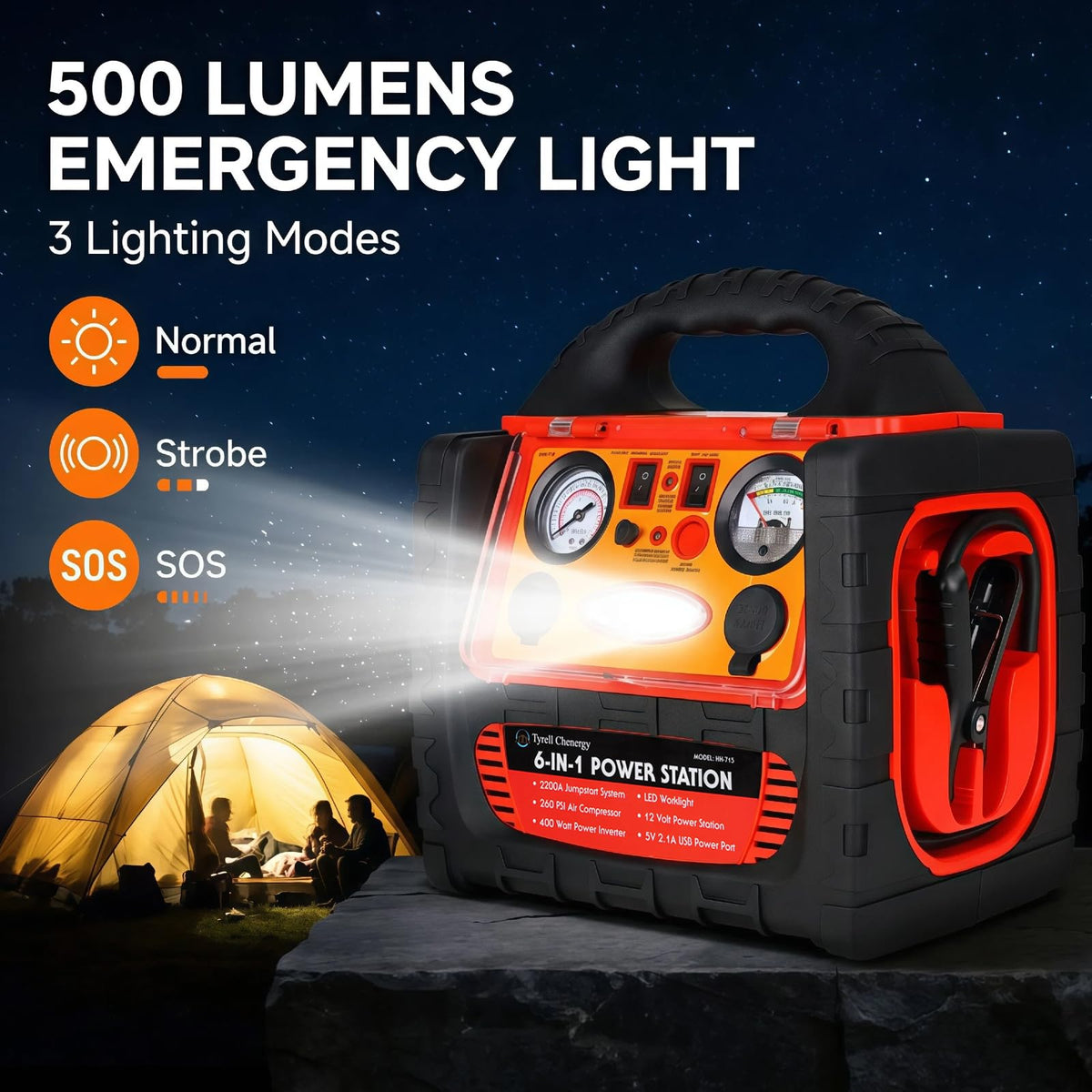 Tyrell Chenergy LED lights and analog voltmeter for night work and battery checks