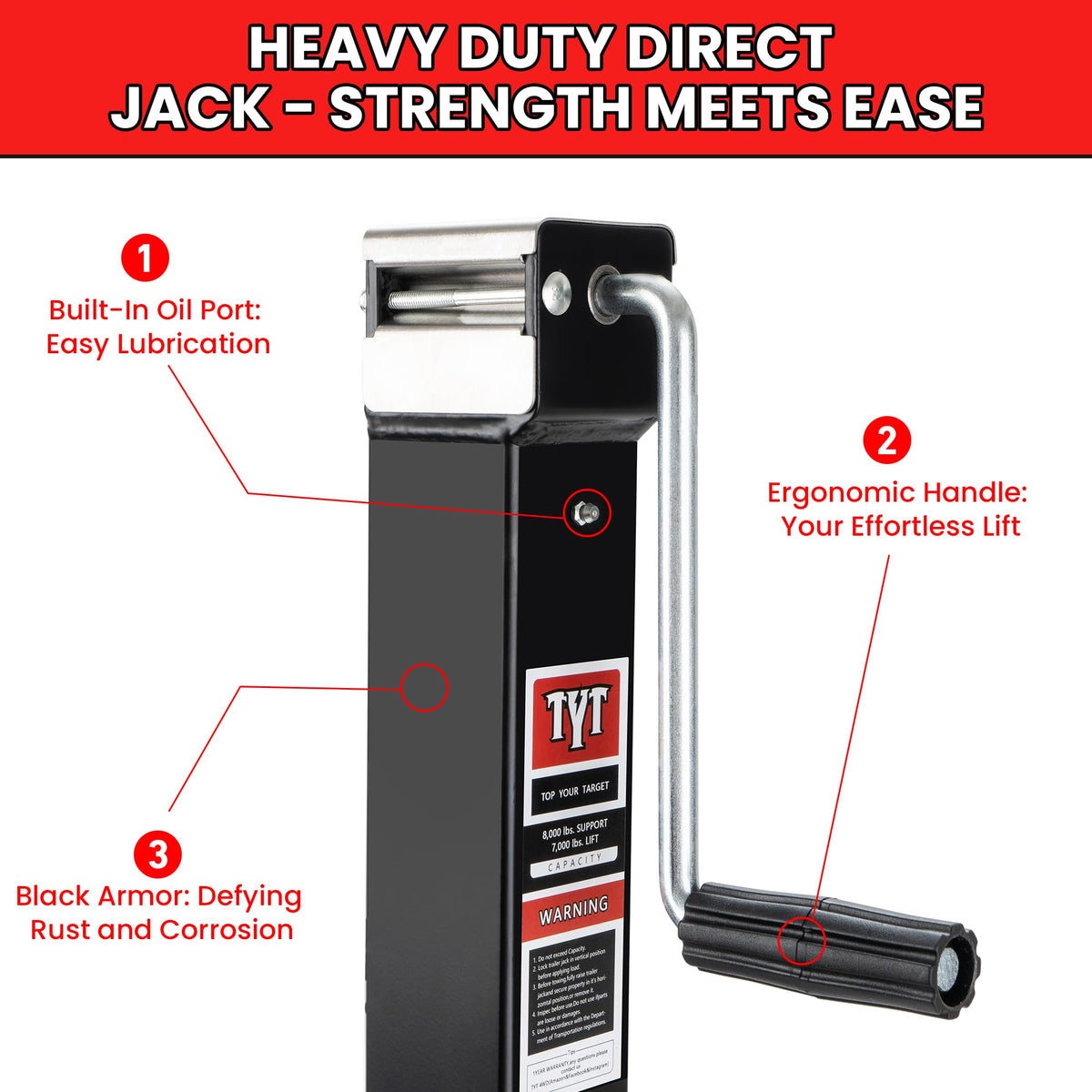 TYT adjustable drop leg with pin and clip showing quick lift and secure positioning