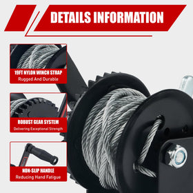 TYT steel cable spool detail showing 6m wire for secure pulls
