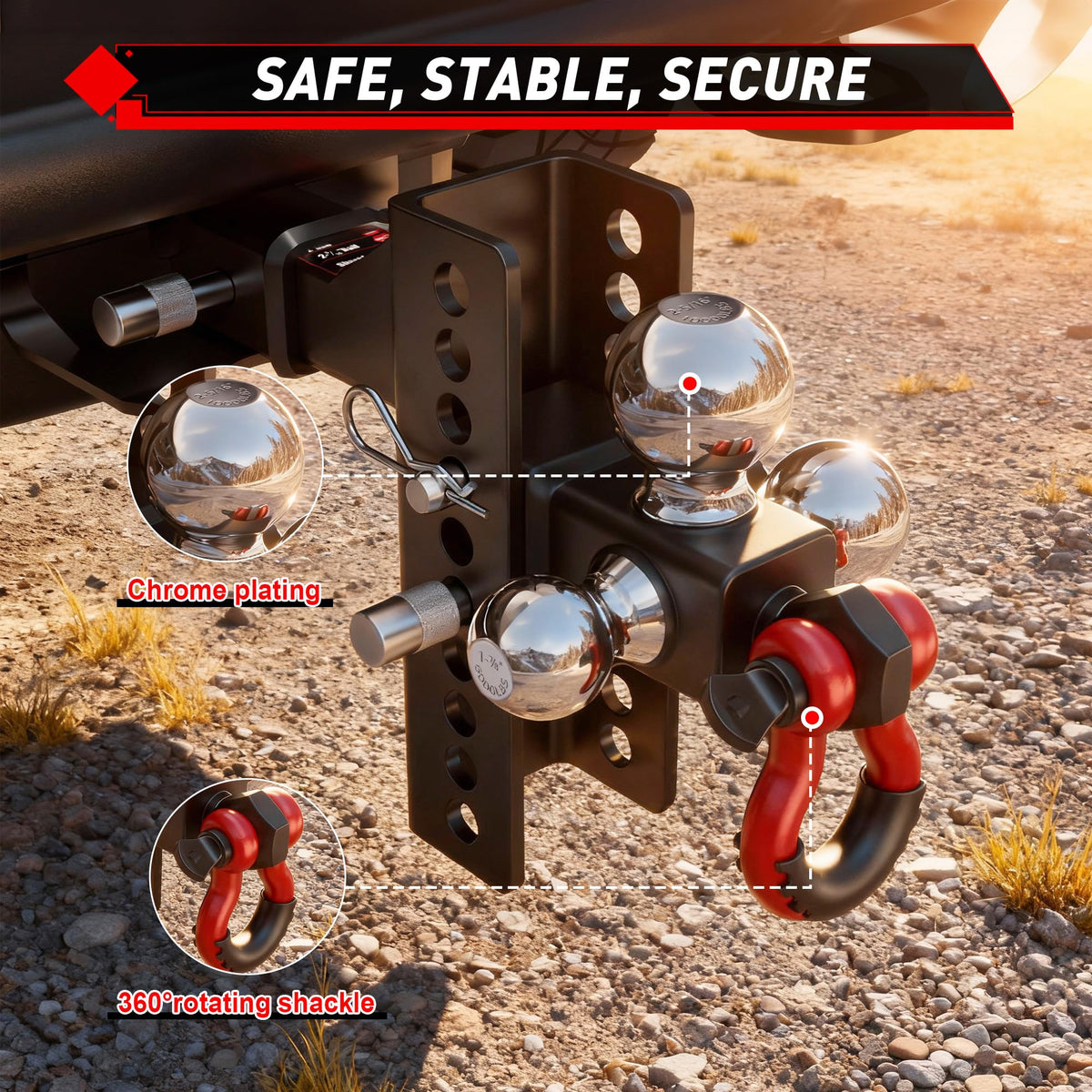 TYT d-ring shackle integration showing recovery point and strong connection for pulling tasks