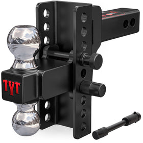 TYT front view of adjustable hitch showing shank and ball mount for versatile towing